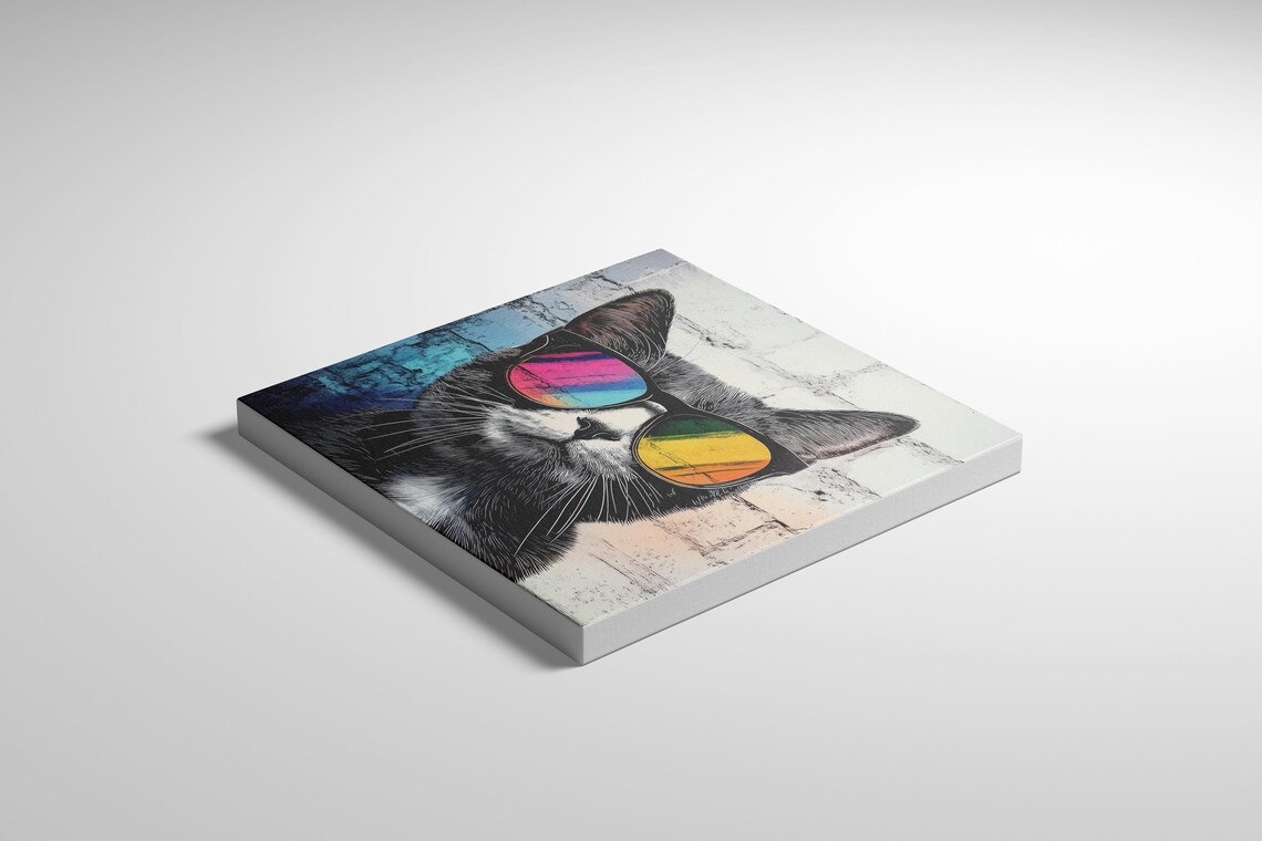 Cat Funny Animal With Sunglasses, Street Art Poster - Image 2