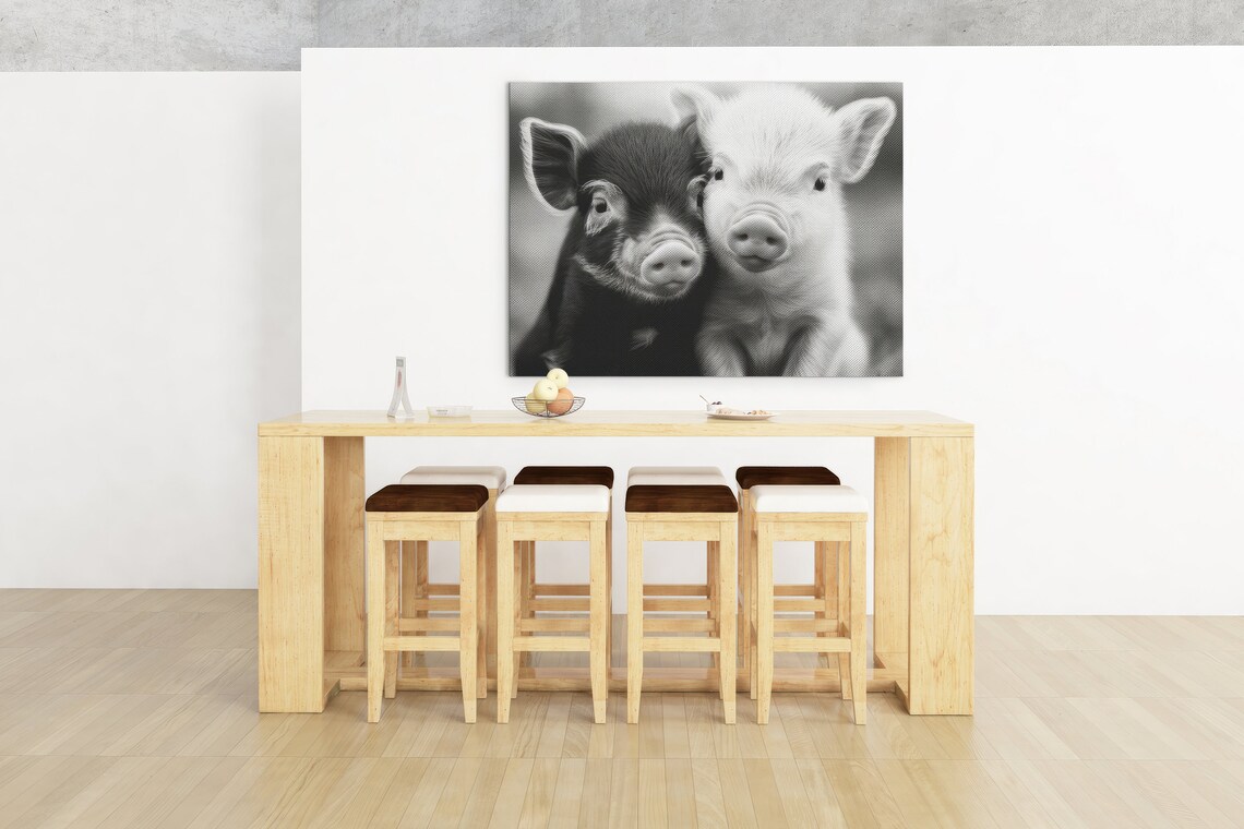 Cute Pig Couple, Nursery Decor Valentine Artwork - Image 4