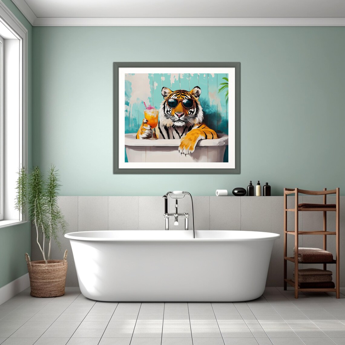 Tiger Print, Funny Bathtub Bathroom Humor Poster - Image 4