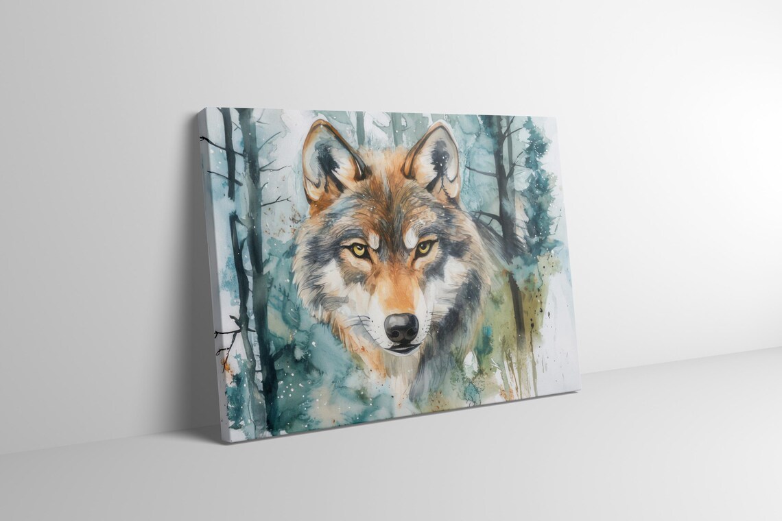 Wolf Watercolor Poster, Modern Forest Animal Art - Image 4