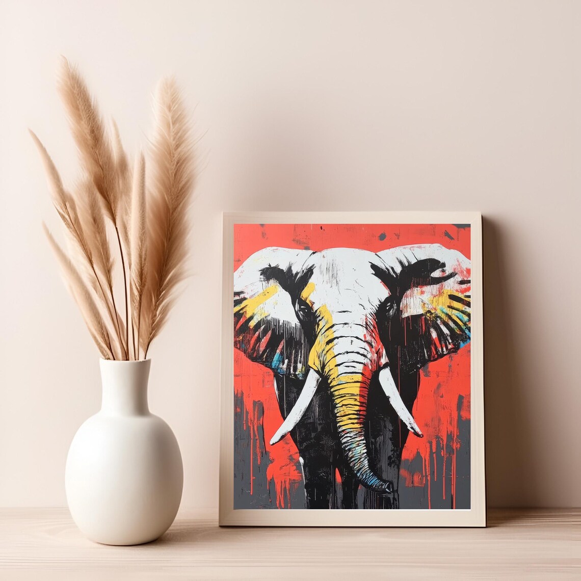 Majestic Elephant Art Print, Abstract African Safari