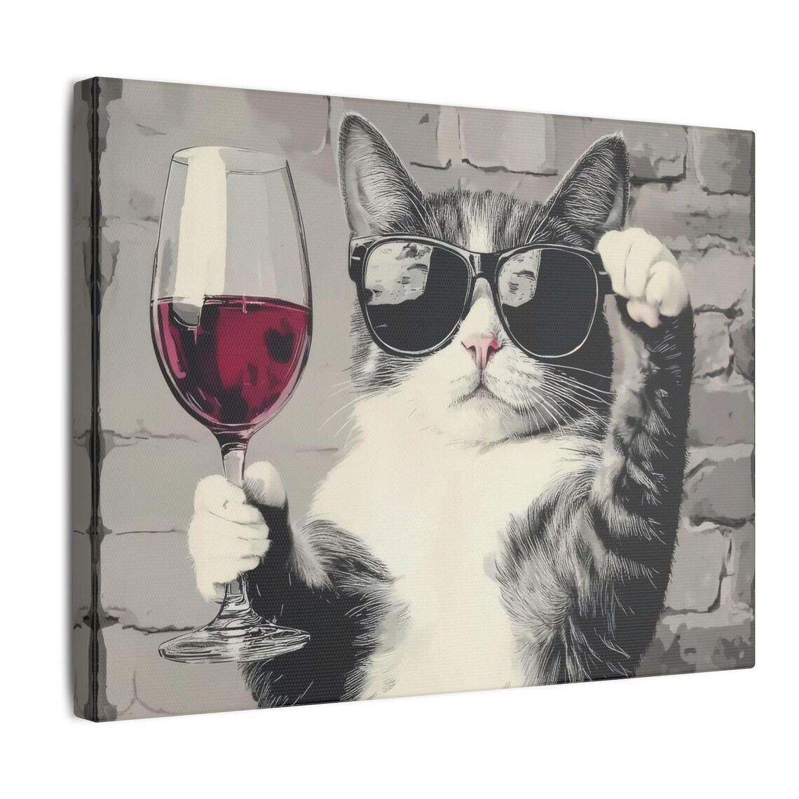 Cat Abstract Vintage Cat Wall Art, Funny Gift - Image 2