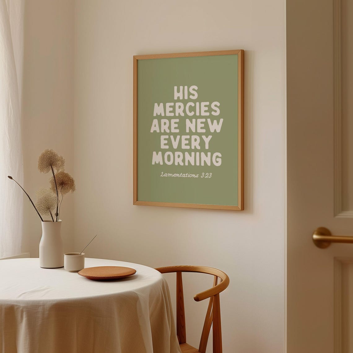 Lamentations 3:23 His Mercies New Every Morning Sage Green Poster - Image 3