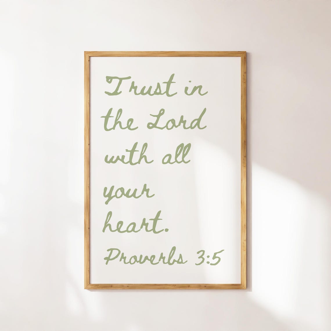Proverbs 3:5 Trust in the Lord with All Your Heart Cream Script Poster