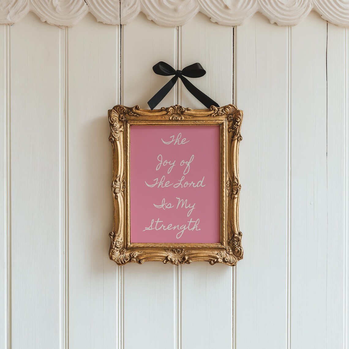 The Joy Of The Lord Is My Strength Bright Pink Script Faith Poster - Image 4