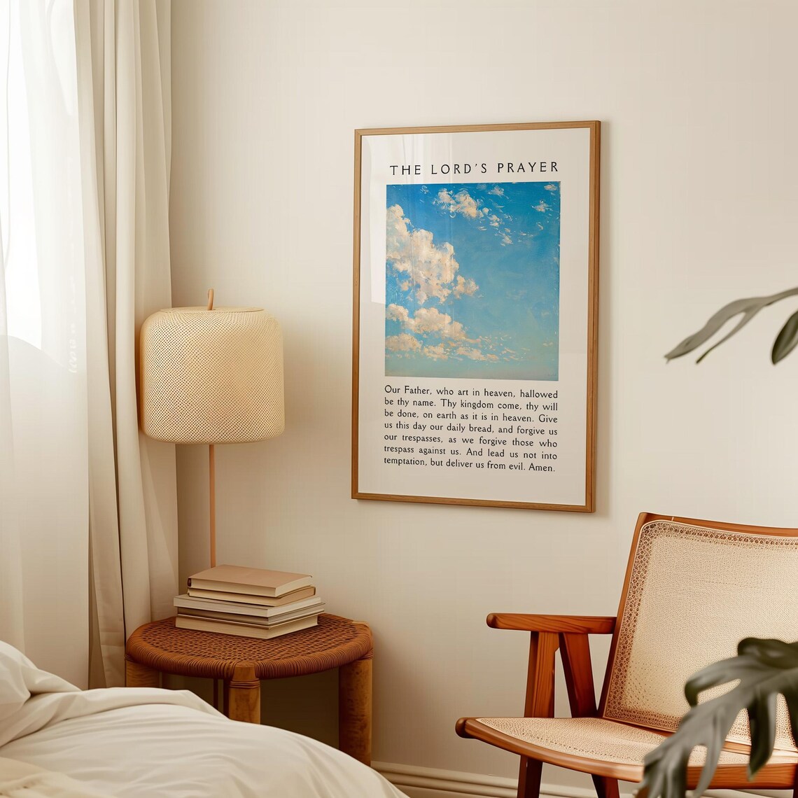 The Lords Prayer Blue Cloudy Sky Painting Christian Prayer Bible Poster - Image 3