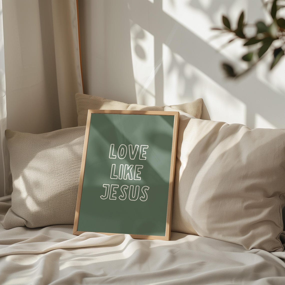 Love Like Jesus Green Retro Bubble Letter Christian Typography Poster - Image 2