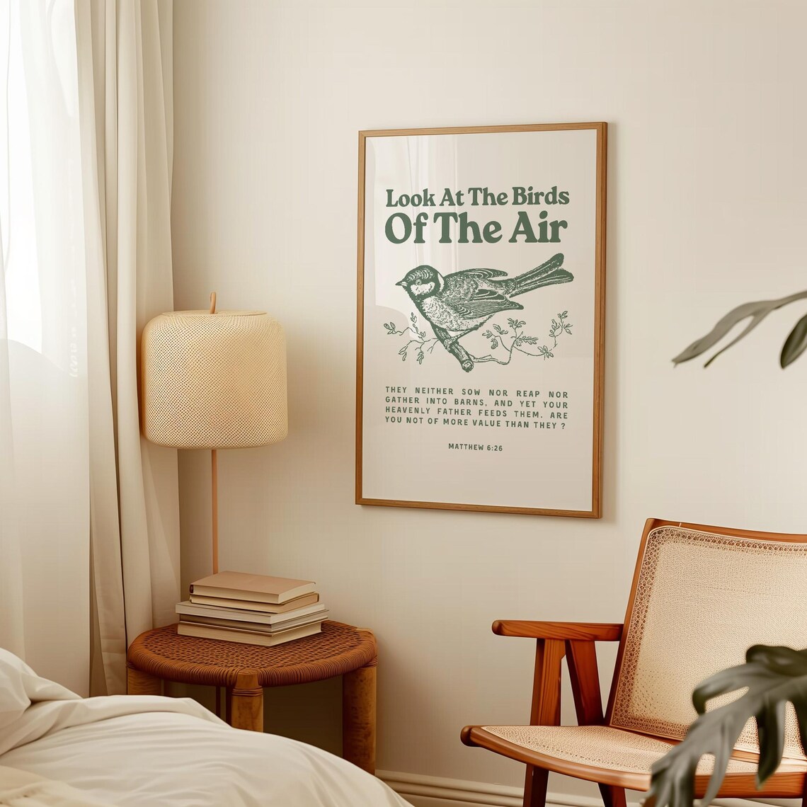 Look At The Birds Retro Vintage Christian Art Print - Image 2