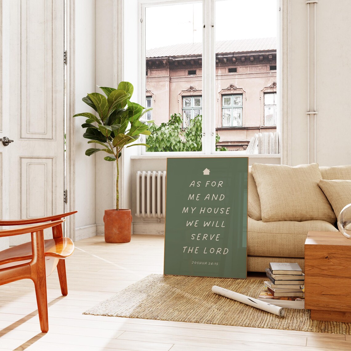 As For Me And My House Joshua 24 15 Sage Green Bible Verse Family Poster - Image 3