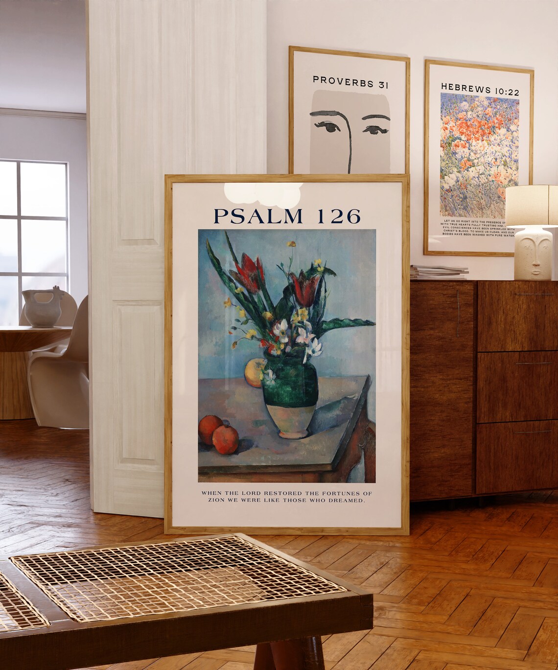 Psalm 126 Tulips Christian Wall Art Cezanne Print Bible Verse Scripture Godly Gift For Her Maximalist Wall Art - Image 4