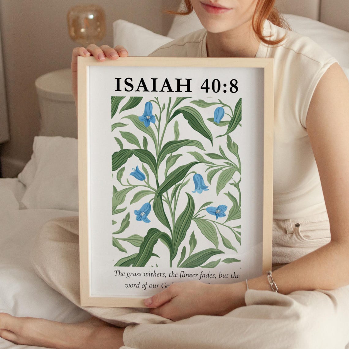 Isaiah 40:8 William Morris Style Botanical Floral Scripture Poster - Image 3