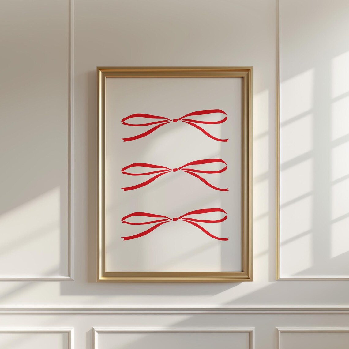Red Bow Trio Minimalist Coquette Aesthetic Holiday Wall Poster - Image 2