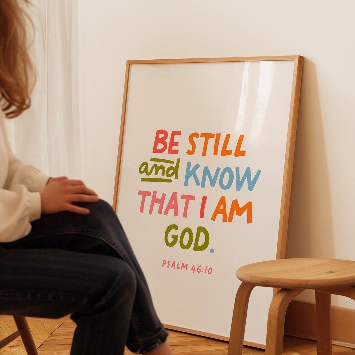 Be Still And Know That I Am God Psalm 46 10 Colorful Typography Christian Wall Art - Image 3