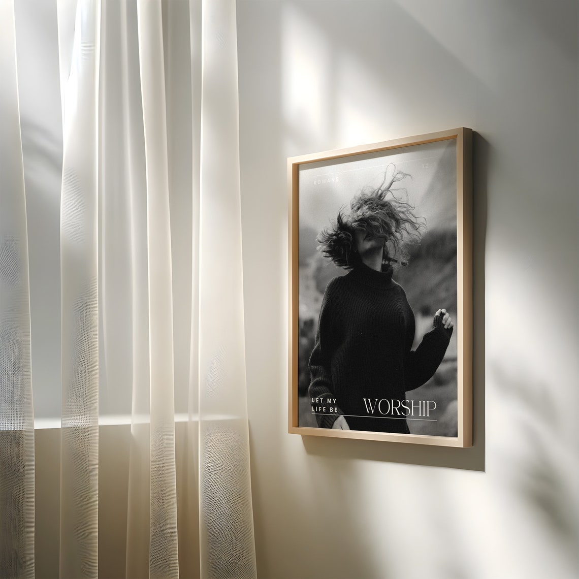 Let My Life Be Worship Black and White Photo Scripture Poster - Image 2