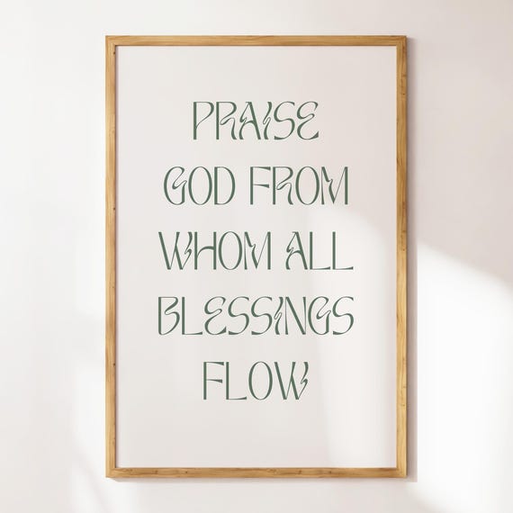 Doxology Christian Wall Art Minimalist Poster Wall Art Bible Verse Housewarming Gift Sage Green Wall Art Christian Quote Print