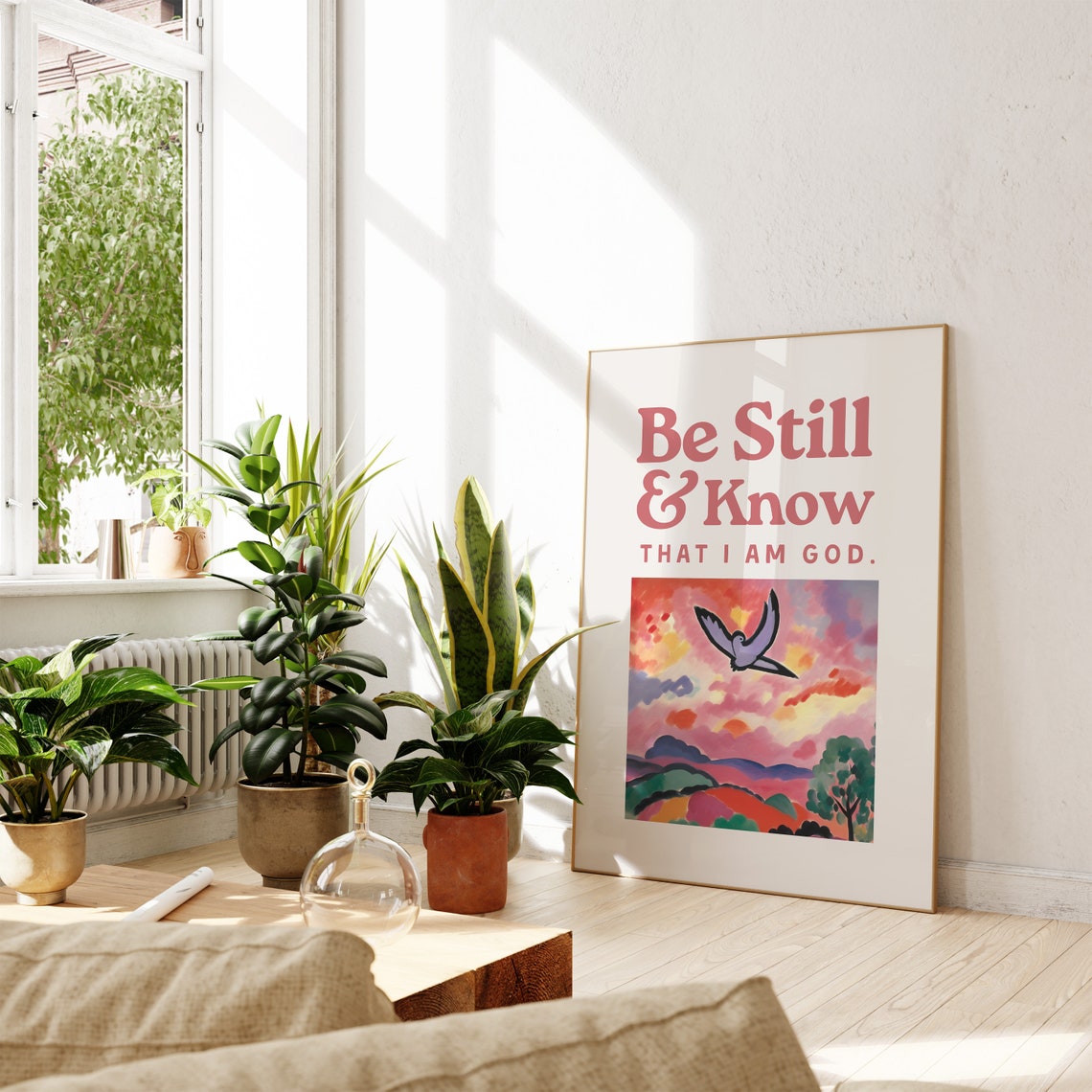 Be Still and Know Dove Sunset Fauvist Christian Scripture Poster - Image 4