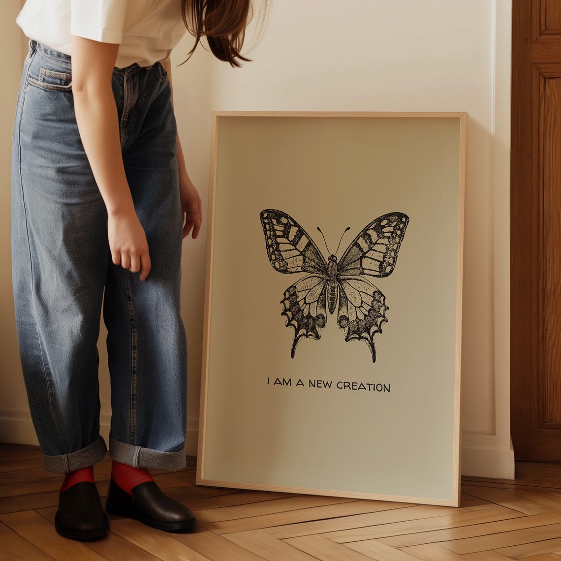 New Creation Butterfly Vintage Christian Wall Art Religious Poster Artwork Bible Verse Wall Art Housewarming Gift - Image 3
