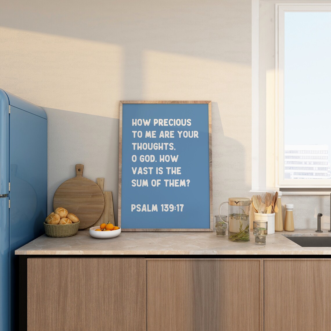 How Precious To Me Are Your Thoughts Psalm 139 17 Blue Typography Wall Art - Image 3