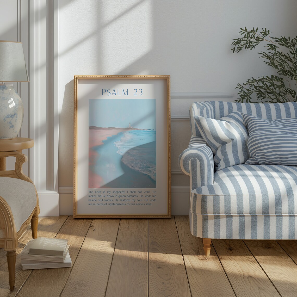 Psalm 23 Coastal Christian Bible Verse Wall Art - Image 4