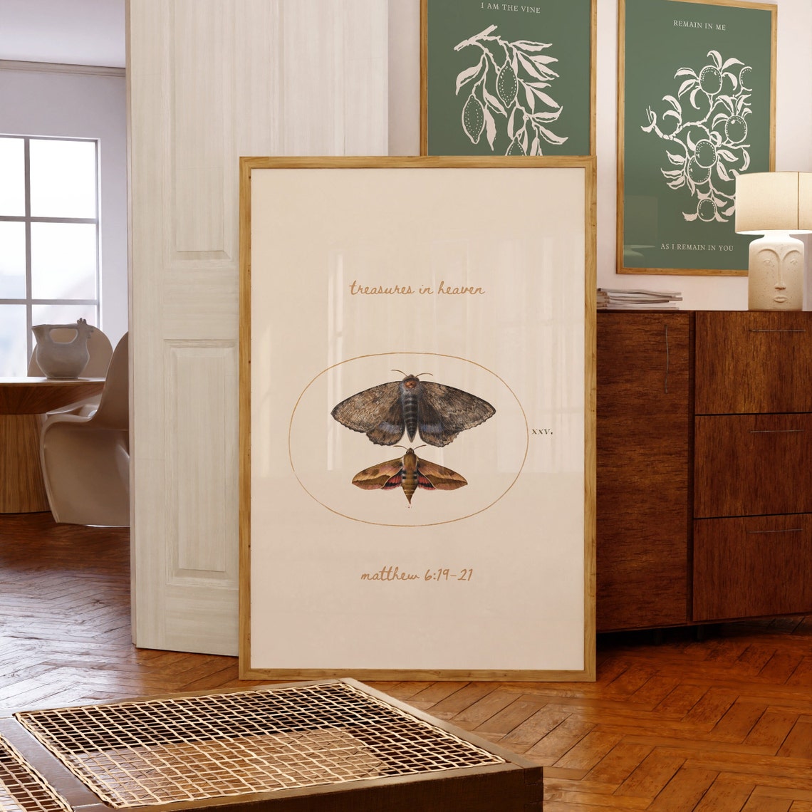 Treasures In Heaven Vintage Moth Print Christian Wall Art Wall Art Bible Verse Wall Art Scripture Decor Pastor Appreciation Gift - Image 3