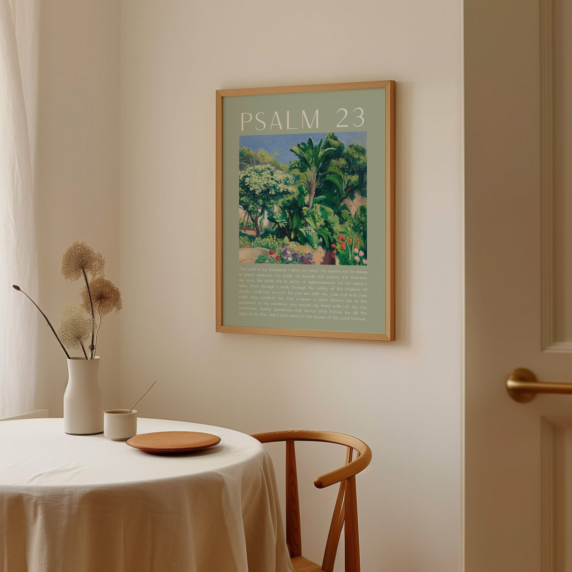 Psalm 23 Tropical Garden Painting Sage Scripture Verse Poster - Image 4