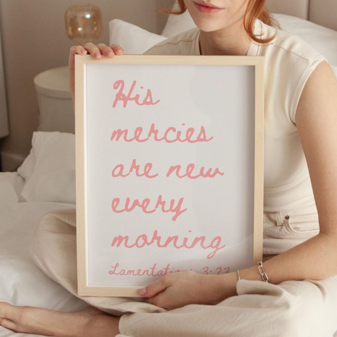 His Mercies Are New Every Morning Pink Hand Lettered Script Poster - Image 3