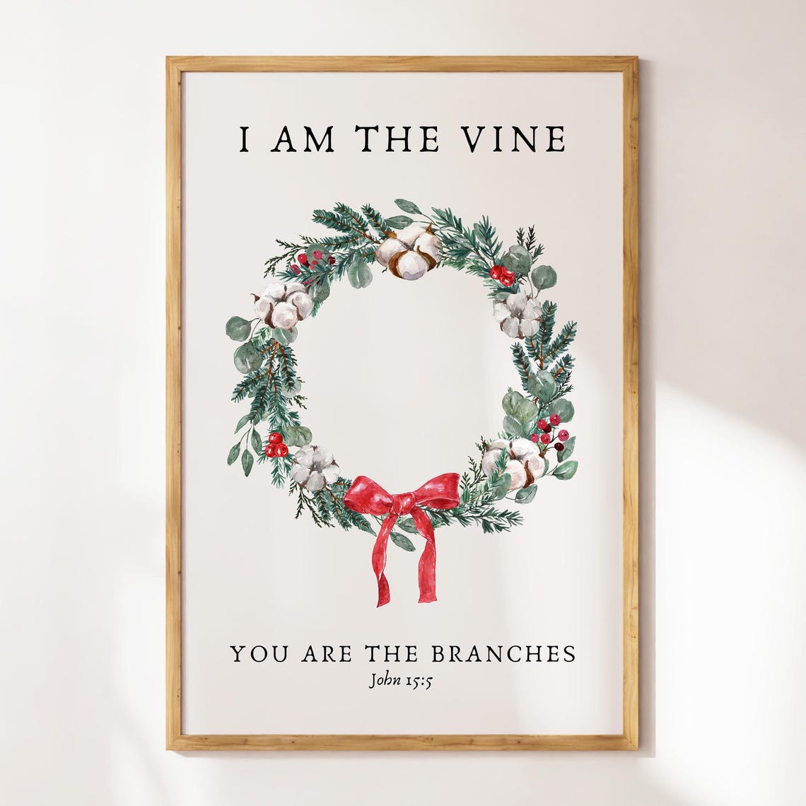 I Am The Vine You Are The Branches John 155 Christmas Wreath Poster