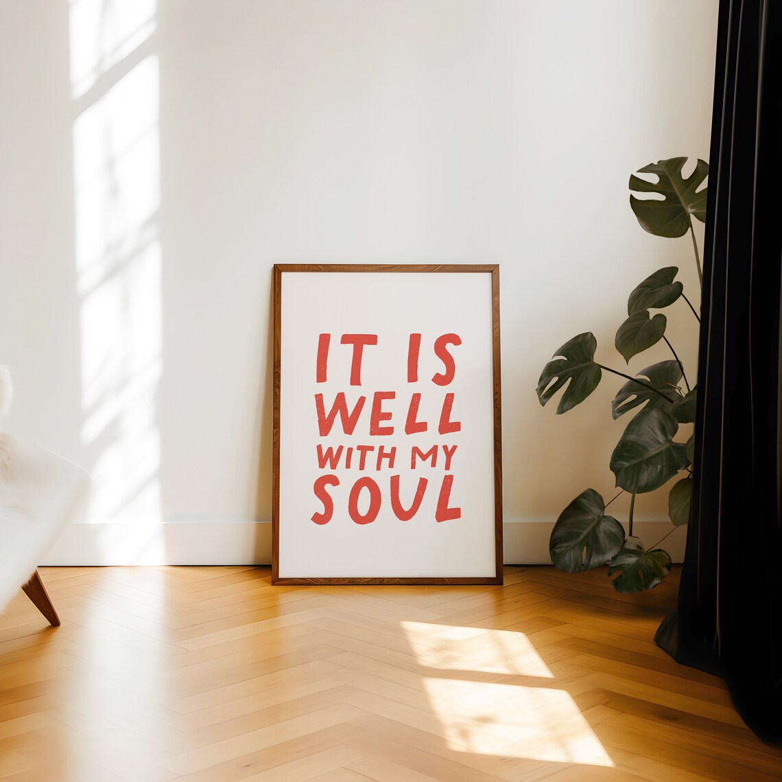 It Is Well With My Soul Red Hand Lettering Hymn Lyric Modern Christian Poster - Image 4