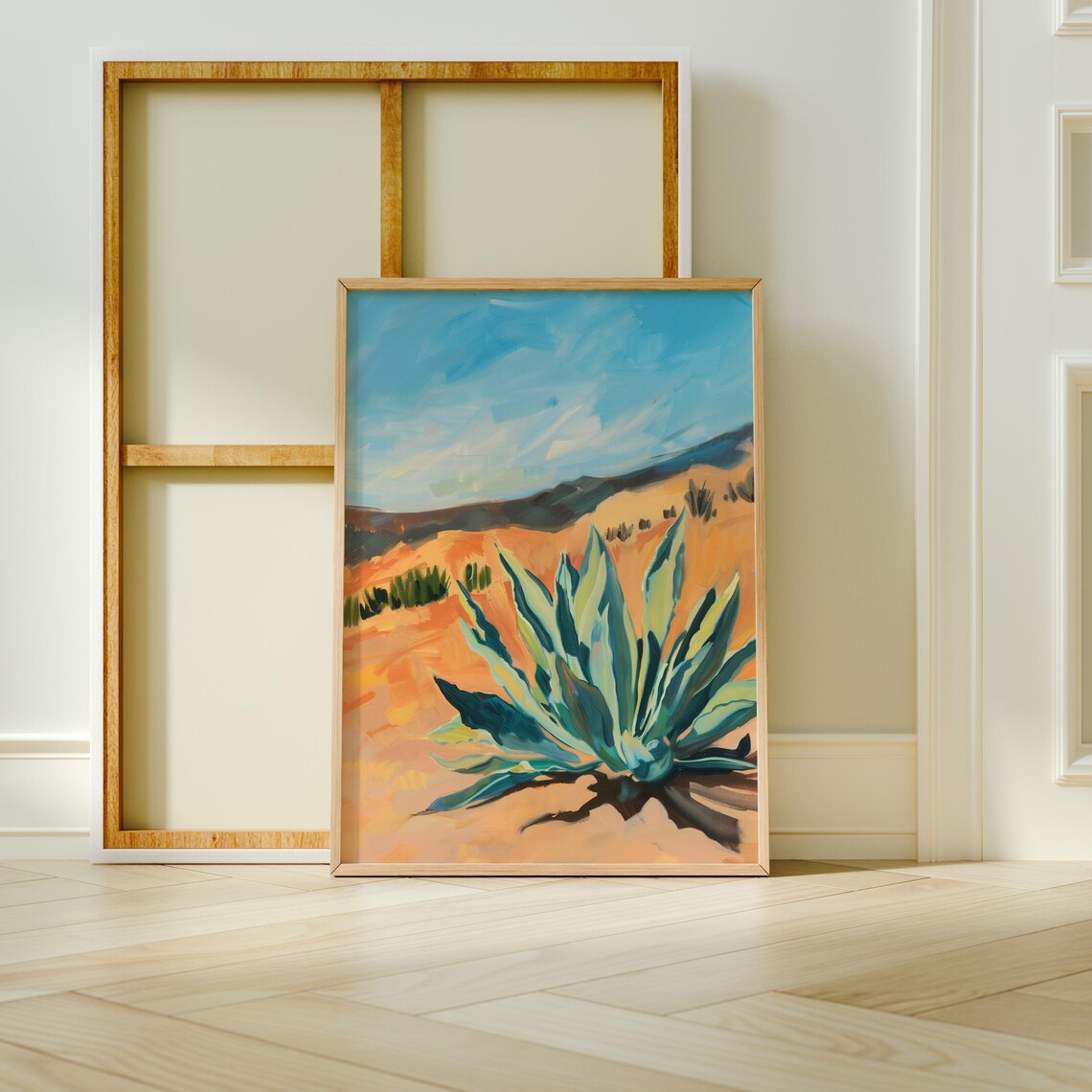 Agave Plant Desert Sunset Oil Painting Southwestern Art Poster - Image 3