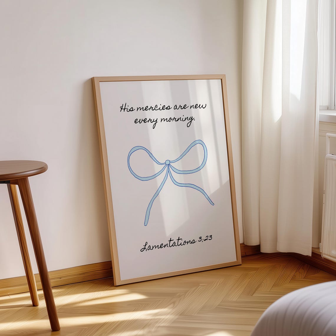 Lamentations 323 Bow Christian Wall Art Bible Verse Coquette Decor Aesthetic Quote Art Wall Art - Image 2
