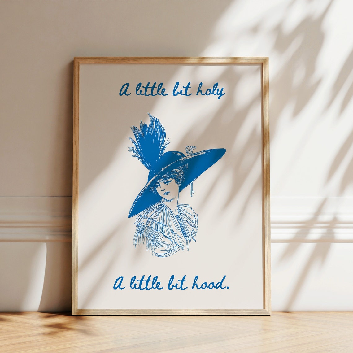 A Little Bit Holy A Little Bit Hood Funny Blue Vintage Lady Hat Poster - Image 4