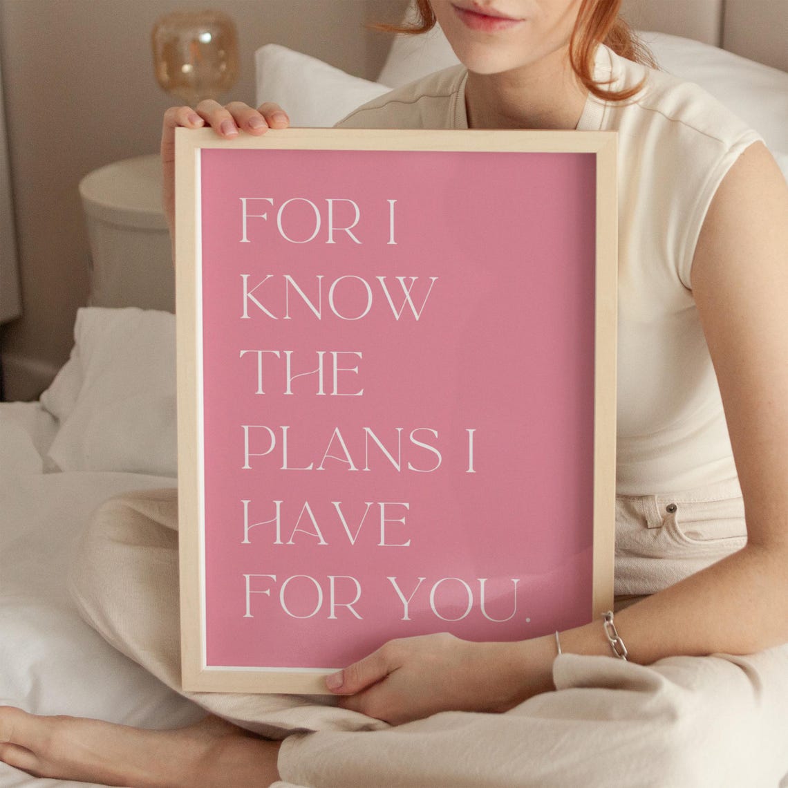 For I Know The Plans I Have For You Pink Typography Quote Poster - Image 3