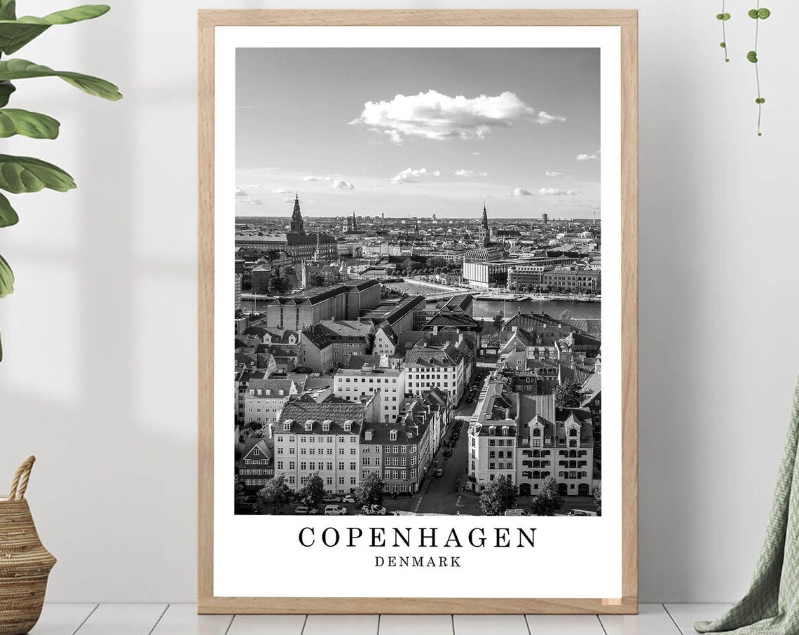 Copenhagen Black And White Travel Poster, Landmark
