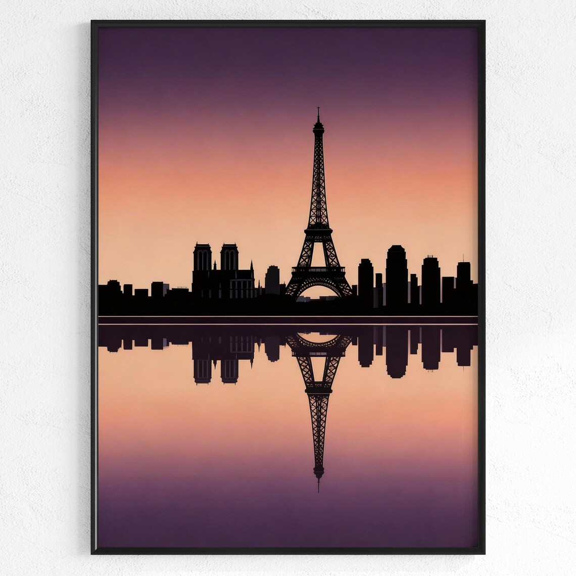 Eiffel Tower Poster Paris Silhouette Illustration Minimalist France Sunset Print