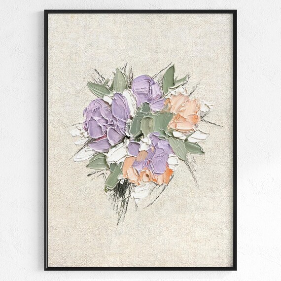 Lavender Lilac Bouquet Abstract Impasto Texture Floral Art Print