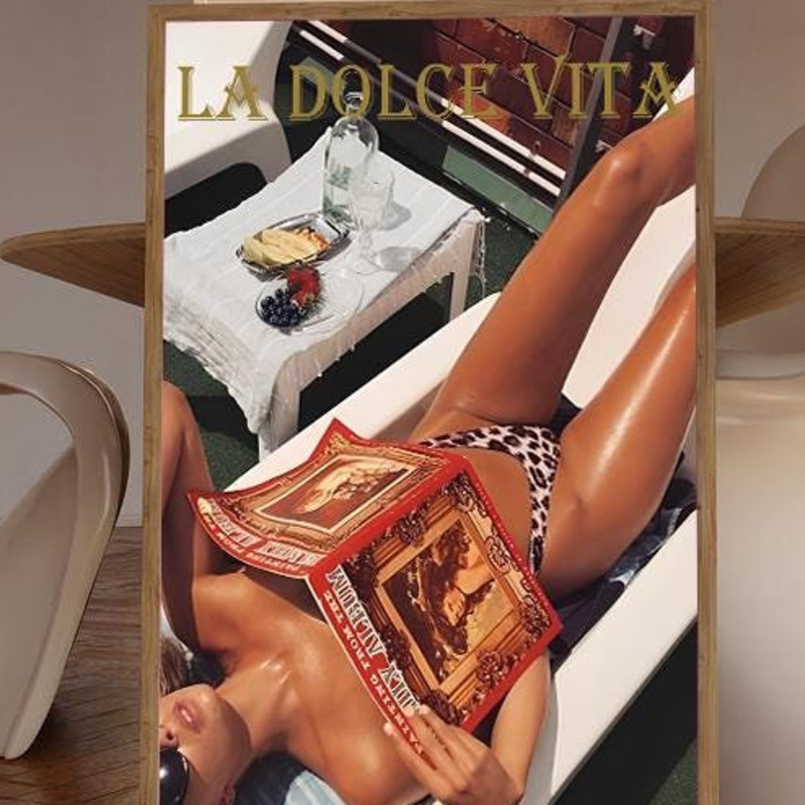 La Dolce Vita Sunbathing Woman Magazine Italian Summer Poster