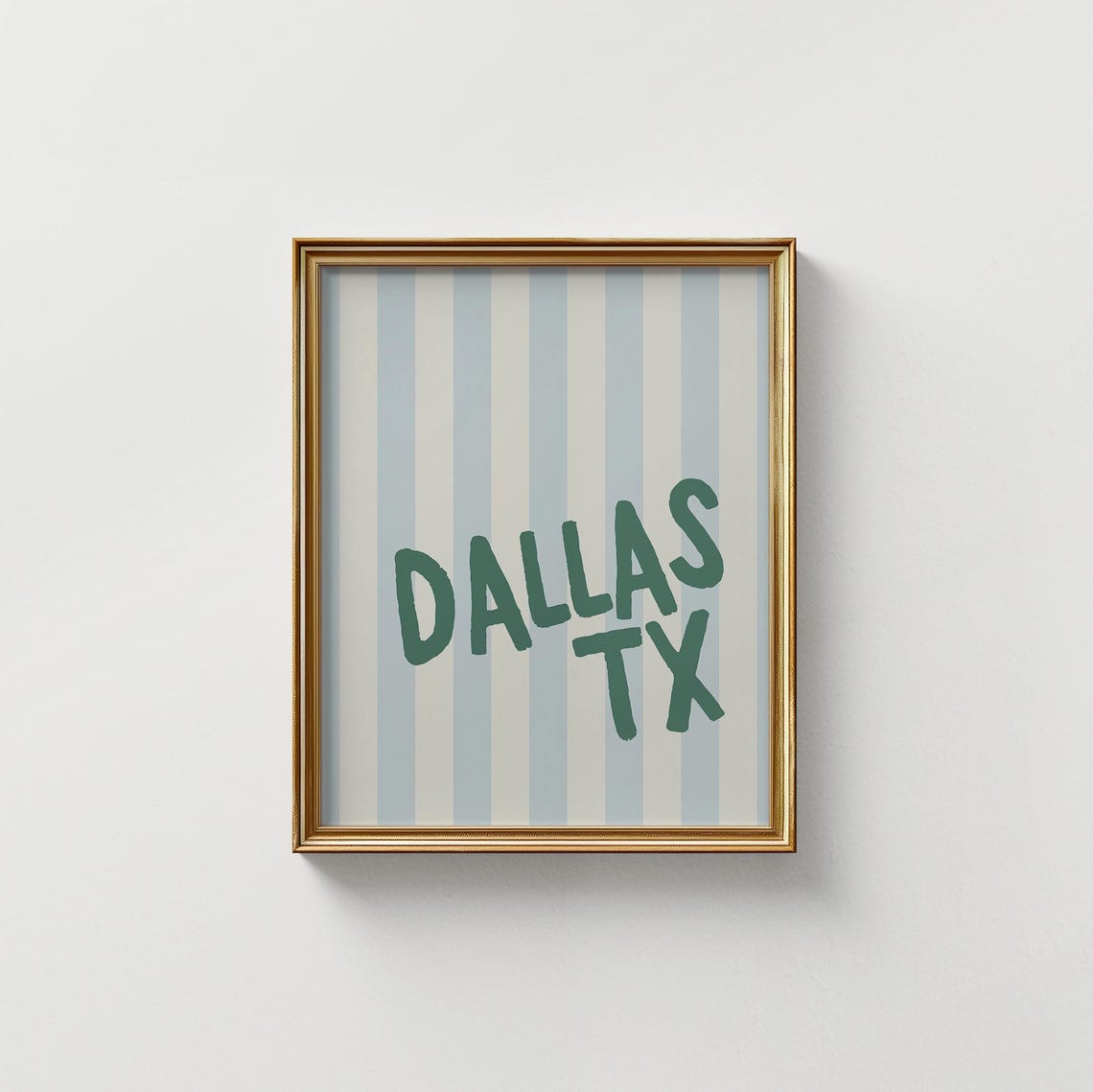 Dallas Texas Green Hand Lettered Striped Vertical City Name Poster - Image 5
