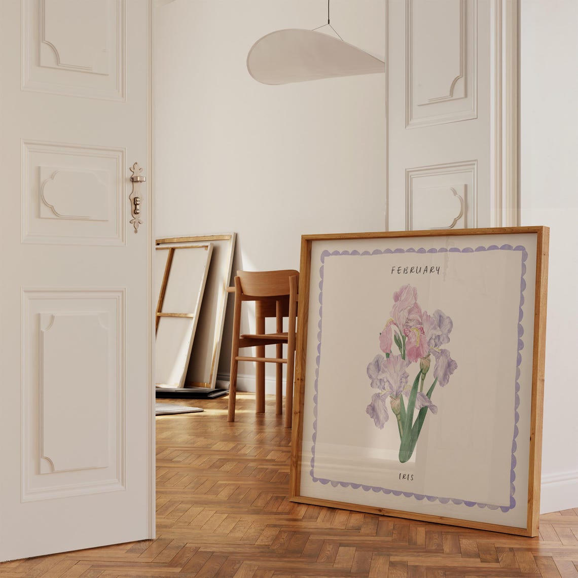 February Iris Birth Flower Watercolor Botanical Wall Art Print - Image 4