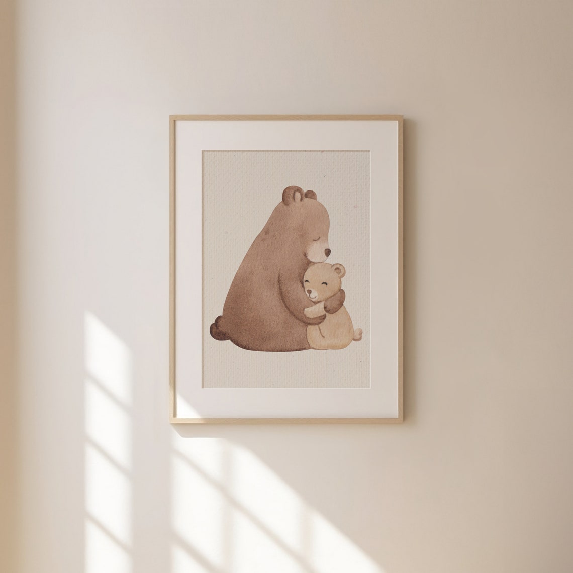 Mother Bear Hugging Cub Watercolor Nursery Wall Decor Poster - Image 2