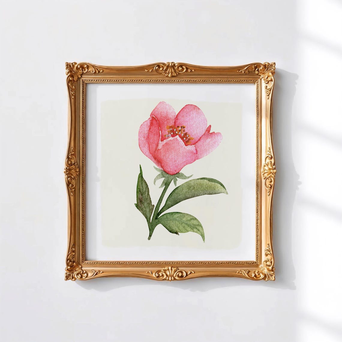 Single Pink Open Bloom Watercolor Botanical Wall Art Print Decor - Image 2