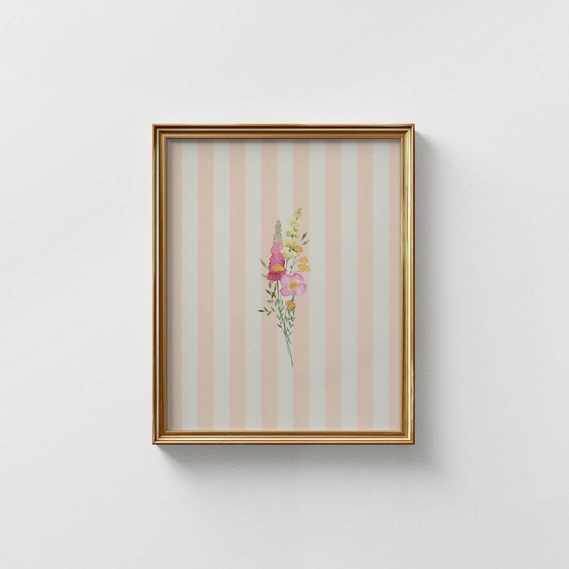 Blush Striped Minimal Watercolor Floral Art Print - Image 5