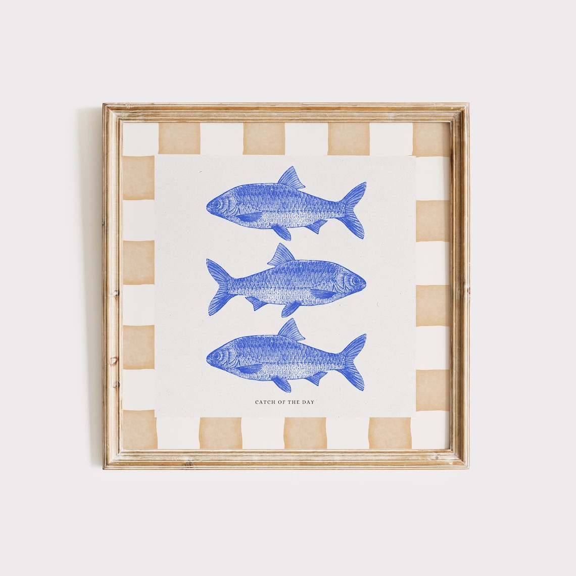 Salmon Illustration Print, Trendy Kitchen Wall Art