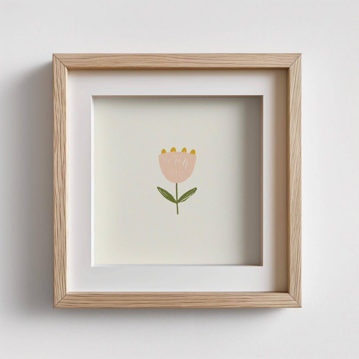 Peach Tulip Doodle Minimal Square Nursery Living Room Wall Art Poster - Image 2