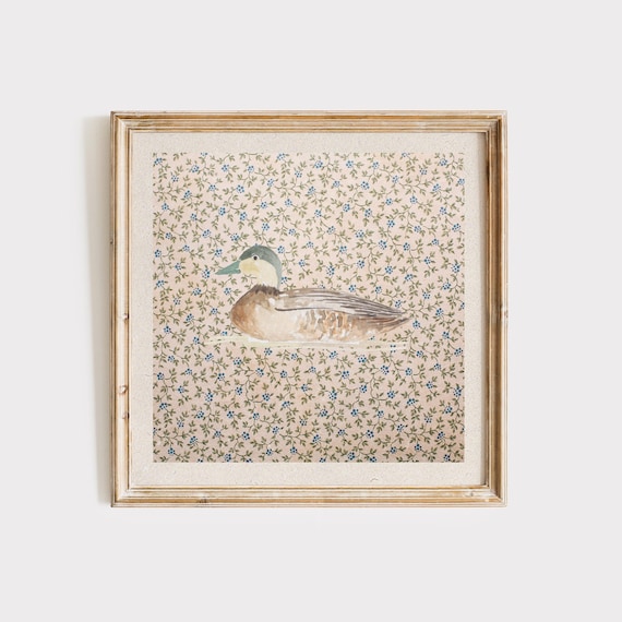Vintage Mallard Duck Art Print, Nursery Decor