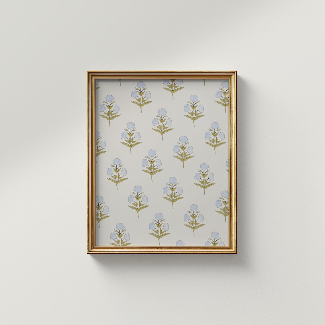 Blue Dahlia Pattern Vintage Floral Art Print - Image 2