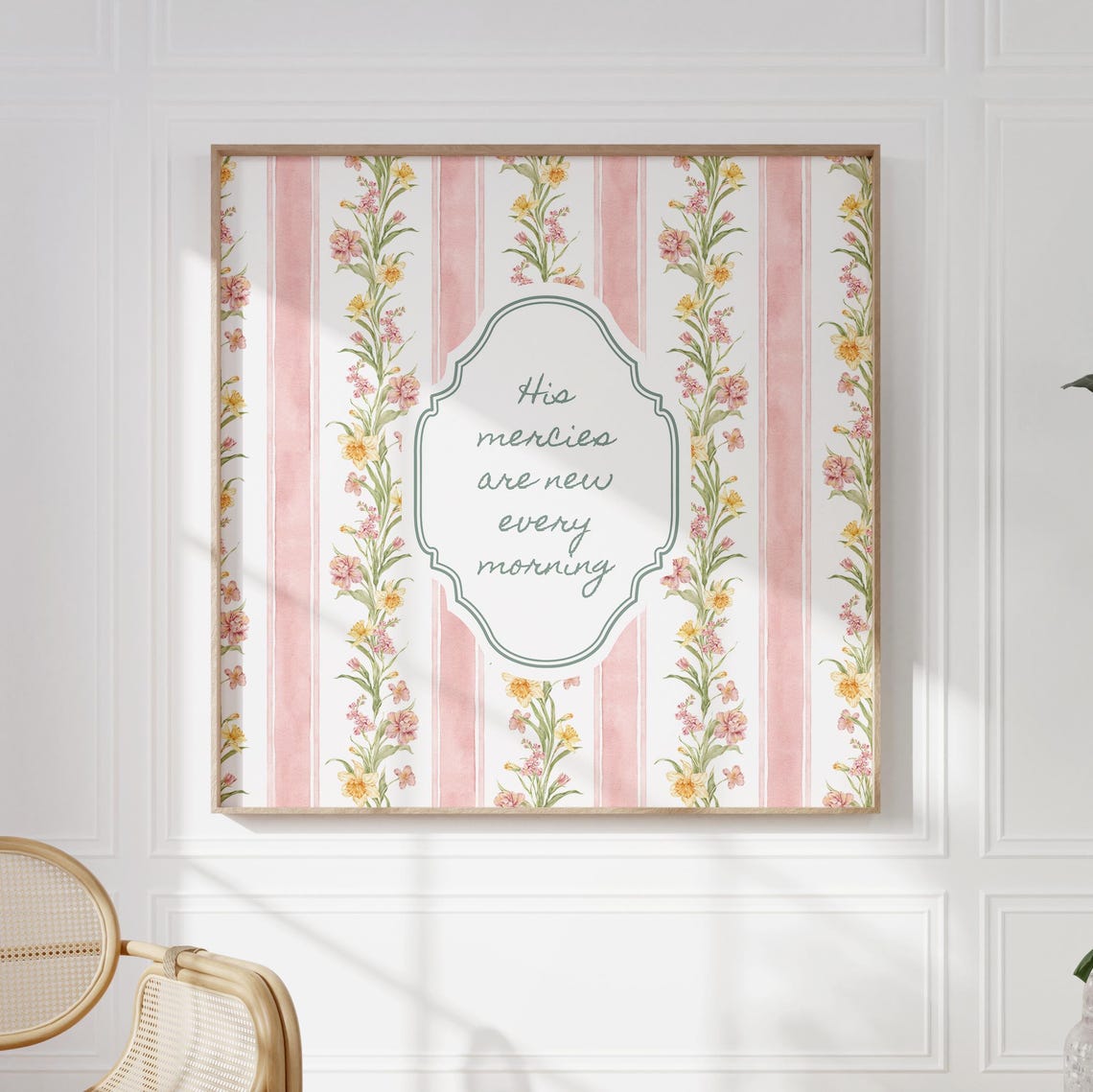 His Mercies Are New Every Morning Pink Floral Script Wall Art Print - Image 5