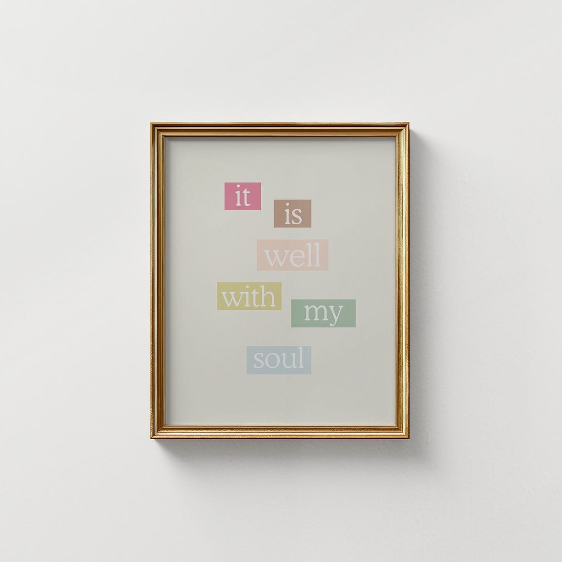 It Is Well With My Soul Pastel Block Letter Quote Wall Art Poster - Image 3