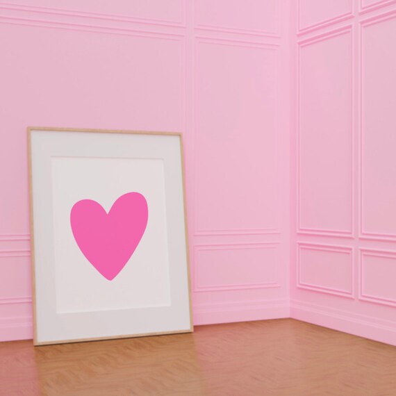 Giant Pink Heart Minimalist Poster with Bold Love Room Decor