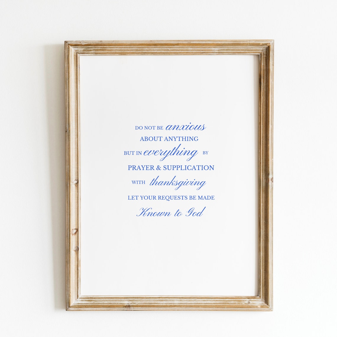 Do Not Be Anxious Blue Scripture Typography Christian Prayer Poster
