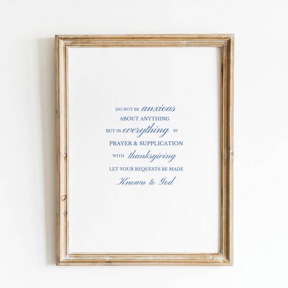 Do Not Be Anxious Scripture Print Wall Art Trendy Decor Abstract Vintage Painting Typography Christian Art